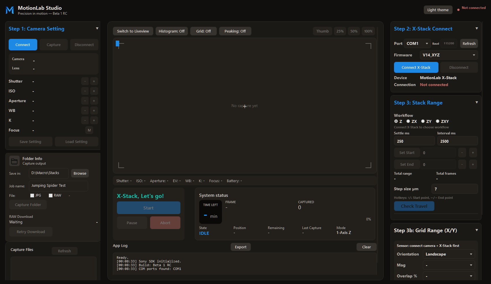 MotionLab Studio — Dark Mode interface